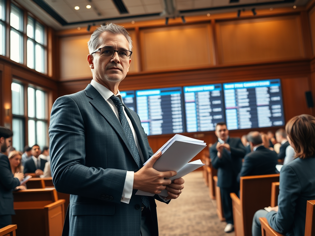 A person bidding at a bank foreclosure auction for a property at a discounted price.