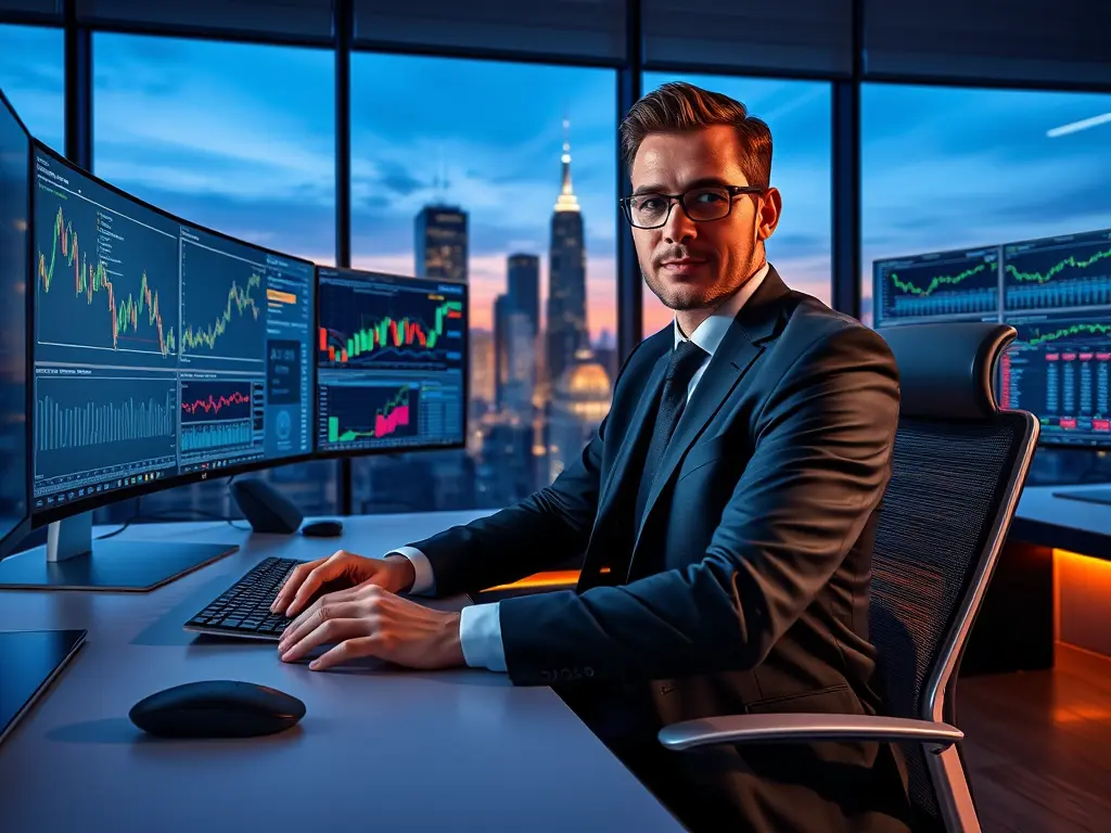 A determined trader achieving consistent Trading Success by analyzing charts on a modern platform.