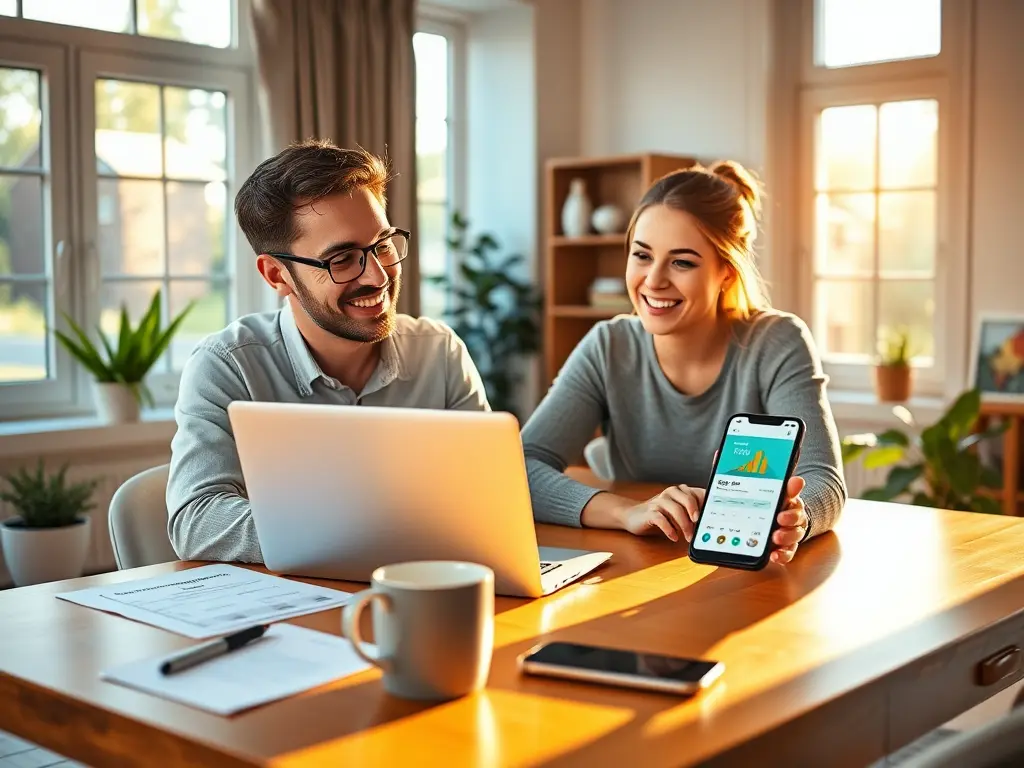 A person planning for a secure retirement with the Individual Pension System (BES), showing growth charts and a comfortable future.