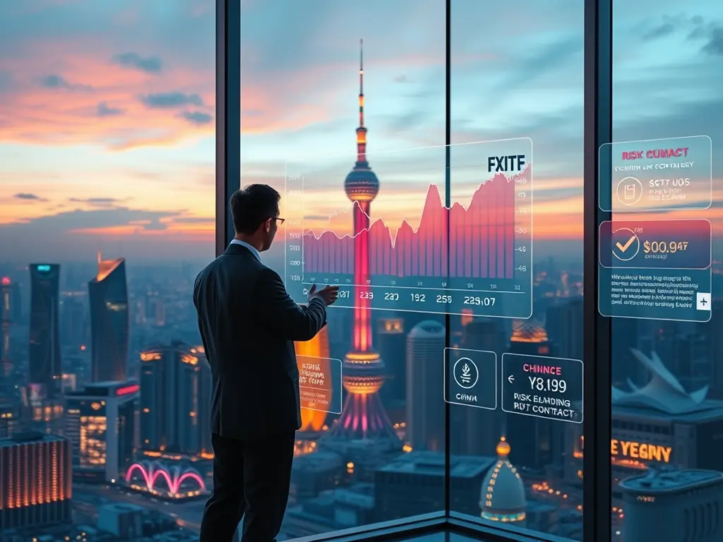 A modern roadmap for Investing in China showing growth sectors like tech and green energy, with a shield icon representing risk management.