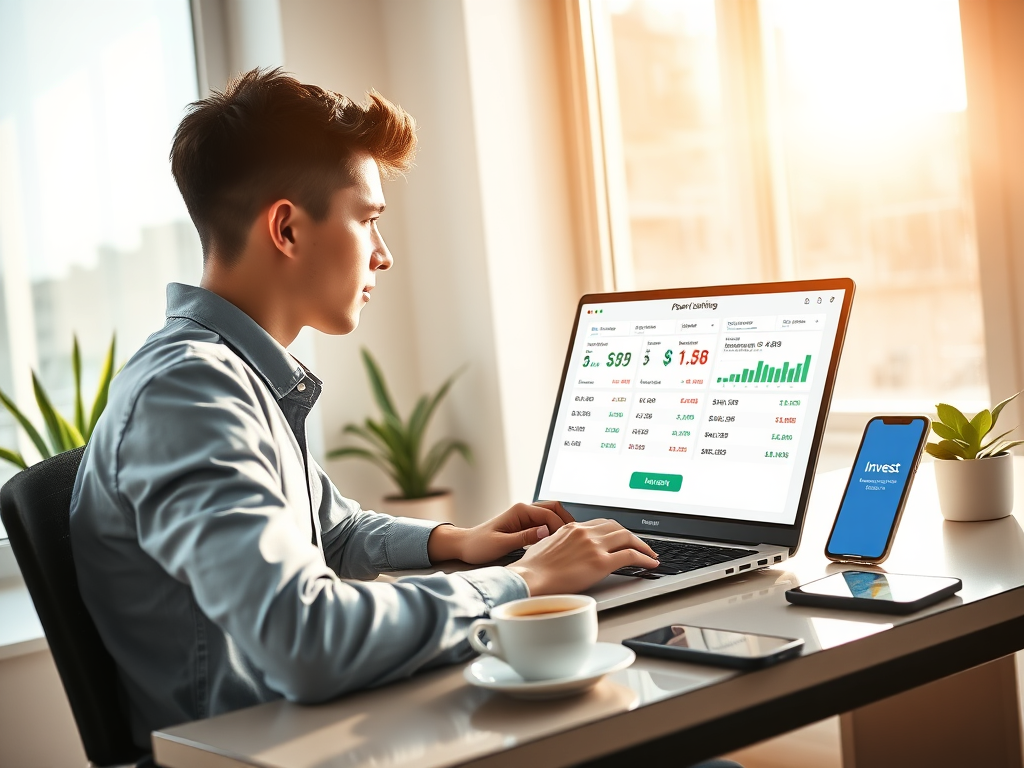 A person using a digital platform to invest in P2P Lending, reviewing loan options and expected returns on a financial dashboard.