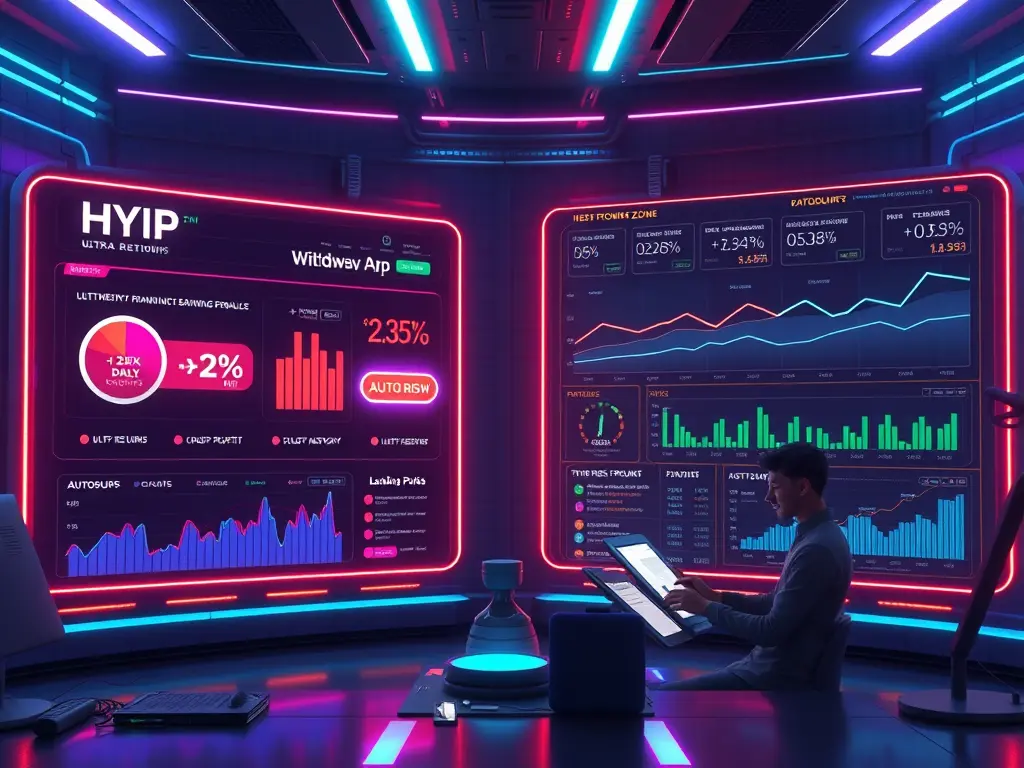 A comparative infographic analyzing HYIPs vs. Autosurfs Investment for 2025.