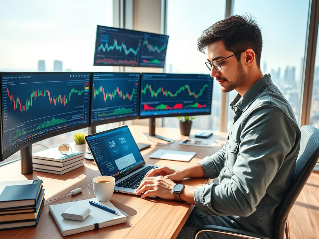 A modern investor using a digital tablet to analyze market data on a Discount Brokers platform.