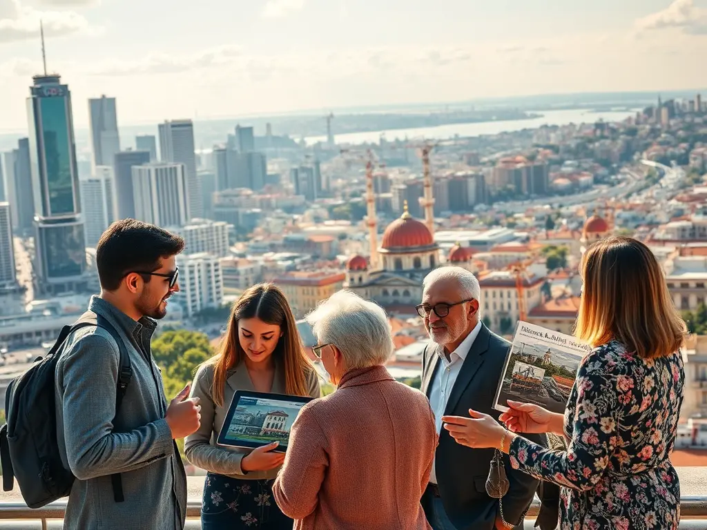 A modern city skyline growing from a stack of coins, symbolizing Real Estate Investment wealth building.