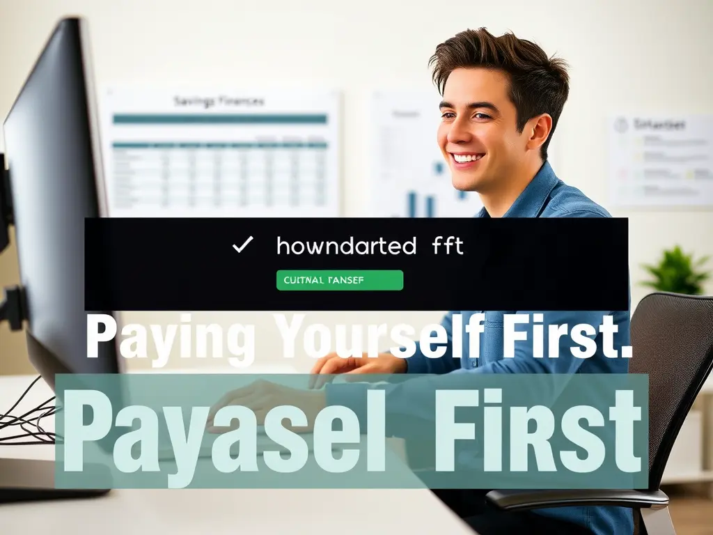 Woman happily reviewing her finances and investment growth chart, representing the power of Paying Yourself First.