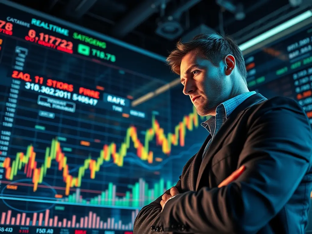 A focused trader analyzing charts for Short-Term Stock Trading success on a modern screen.