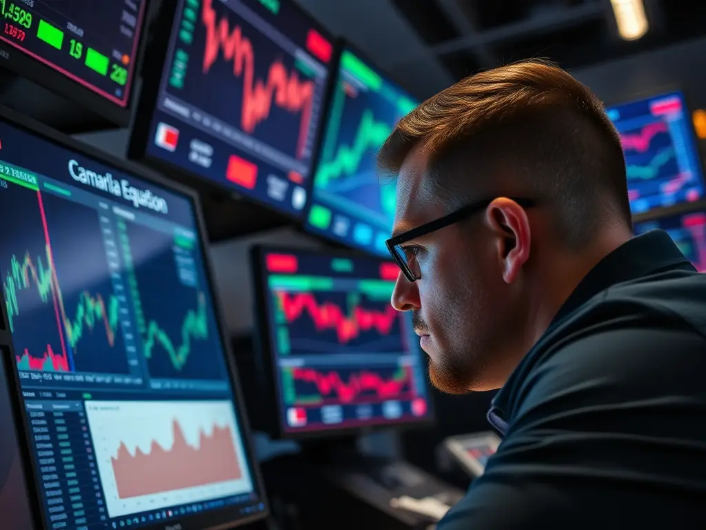 A trader analyzing a financial chart with Camarilla Equation levels displayed.