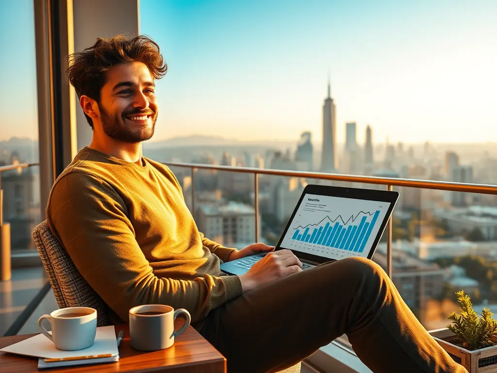 A person analyzing financial growth charts on a tablet, symbolizing the journey of Achieving Financial Freedom.