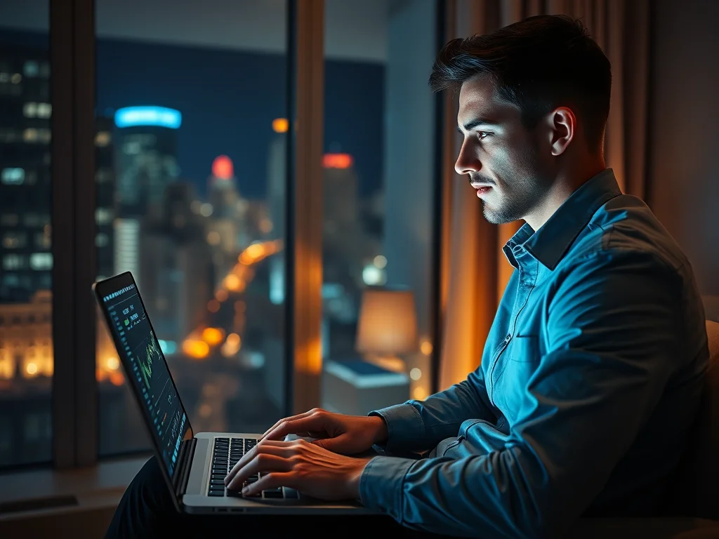 A modern trader analyzing profitable Forex Trading charts on a digital screen.