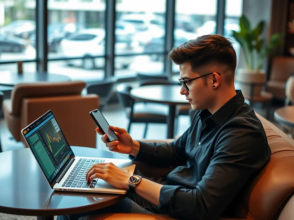 A modern trader analyzing forex trading charts on a laptop and smartphone, showcasing the flexibility of the market.