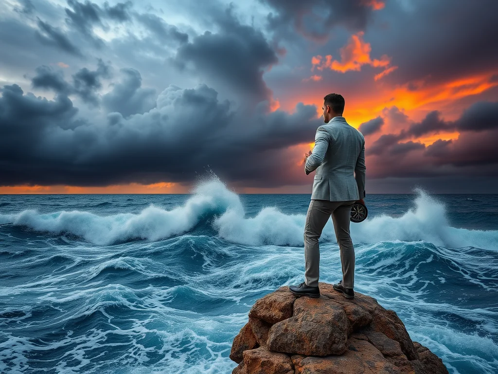 A guide illustrating the principles of Contrarian Investing, showing a path away from the crowd towards opportunity.