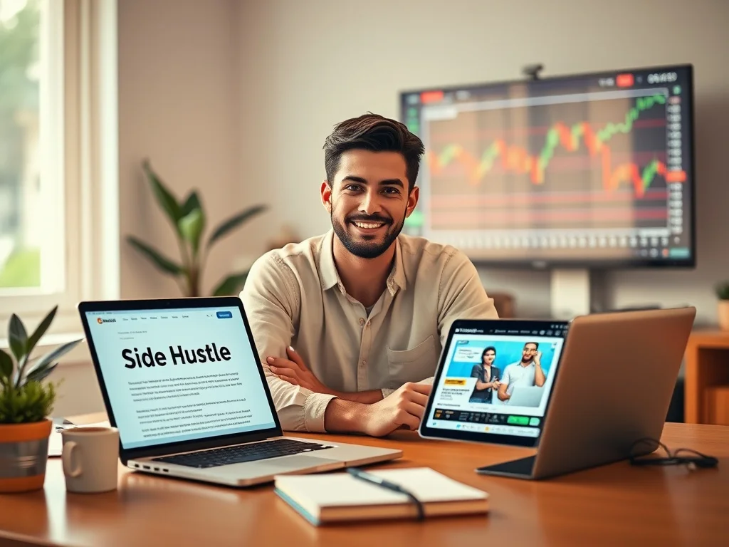 A person managing their successful Side Hustle on a laptop and smartphone.