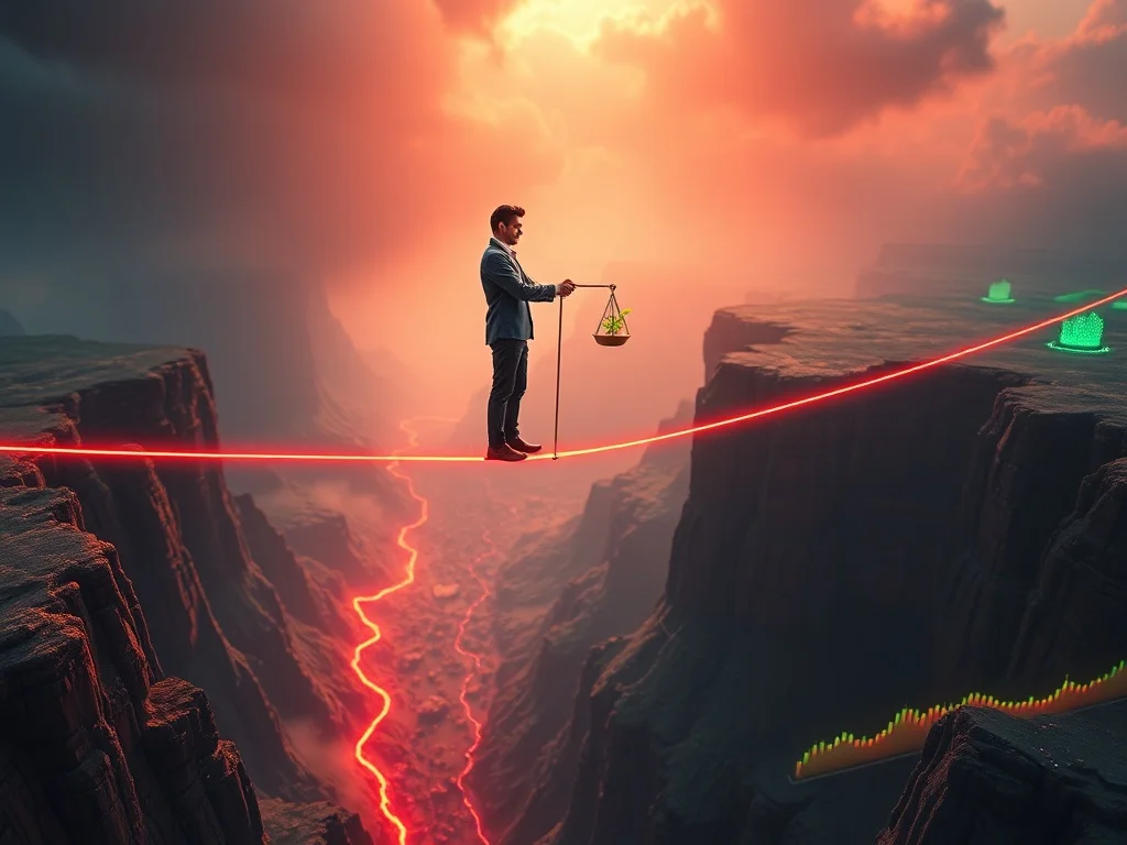 A modern graphic illustrating the core principles of Investment Risk Management - diversification, analysis, and growth.