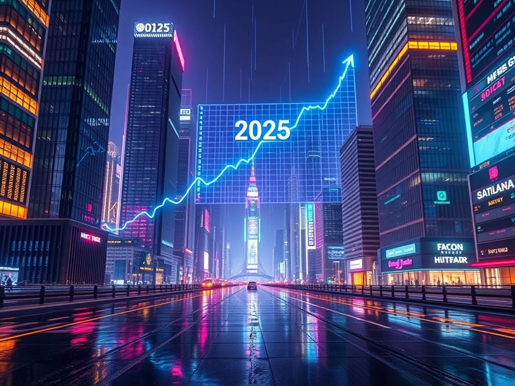 A futuristic roadmap to financial freedom showing the key trends for Cryptocurrency in 2025.