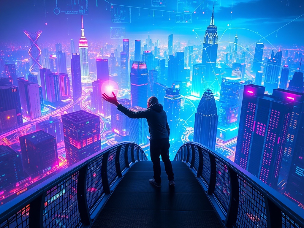 A photorealistic image showing the profound AI's Impact on jobs and careers, with a human and a robot collaborating seamlessly in a modern workplace.