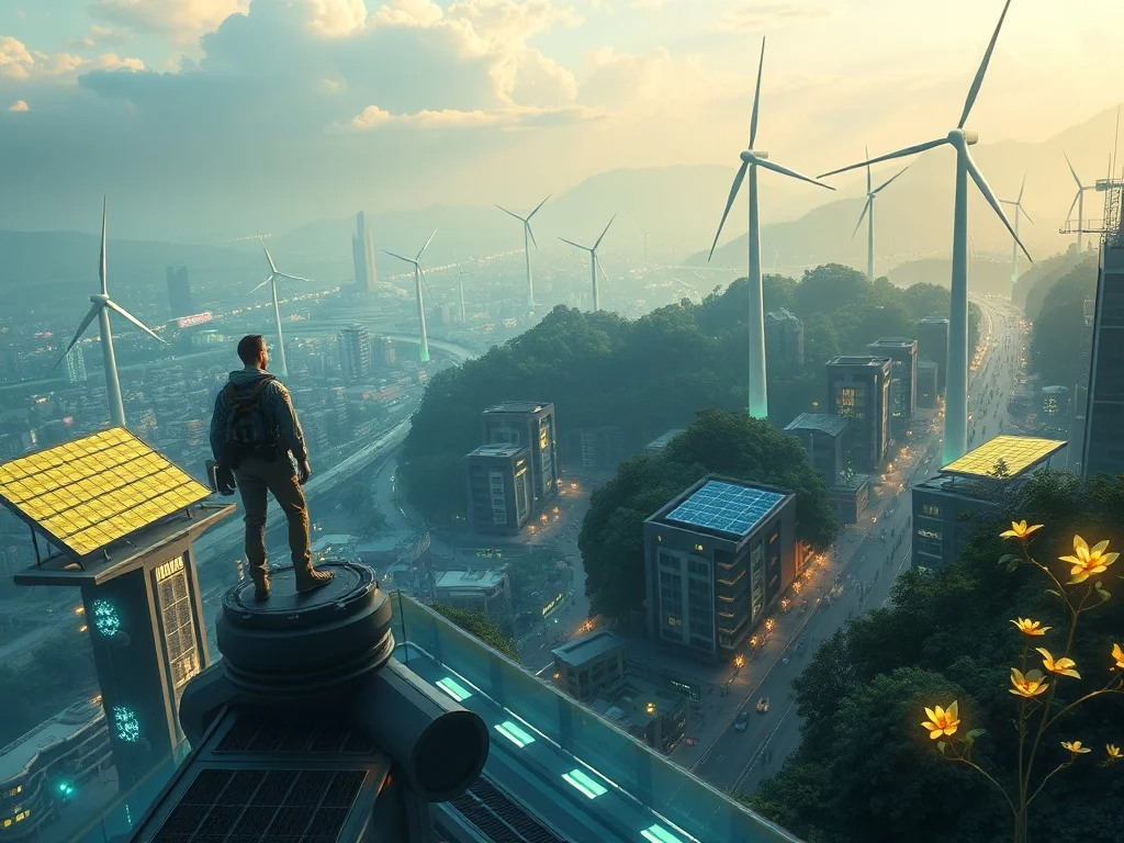 A conceptual image representing high-demand future professions in fields like AI, cybersecurity, and renewable energy.