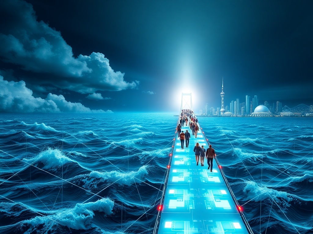 An illustration explaining the 2025 crypto market trends, depicting futuristic financial technology.