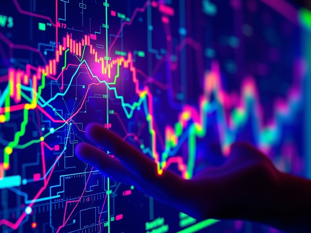 A metaphorical image depicting a calm, confident person navigating a chaotic financial market, guided by the precision of a daily stock analysis routine.