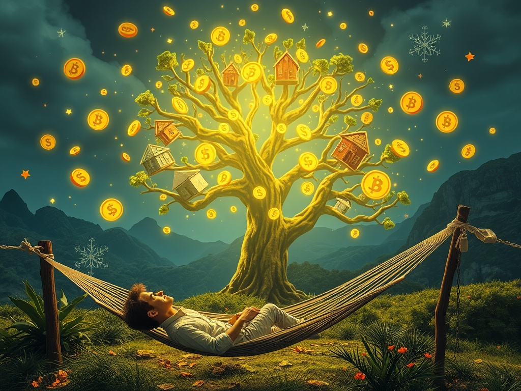 A vibrant depiction of a future of financial freedom, fueled by strategic income streams.