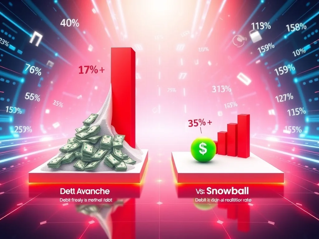 A modern roadmap for credit card debt freedom, showing a path from stacks of bills to a clear financial future.