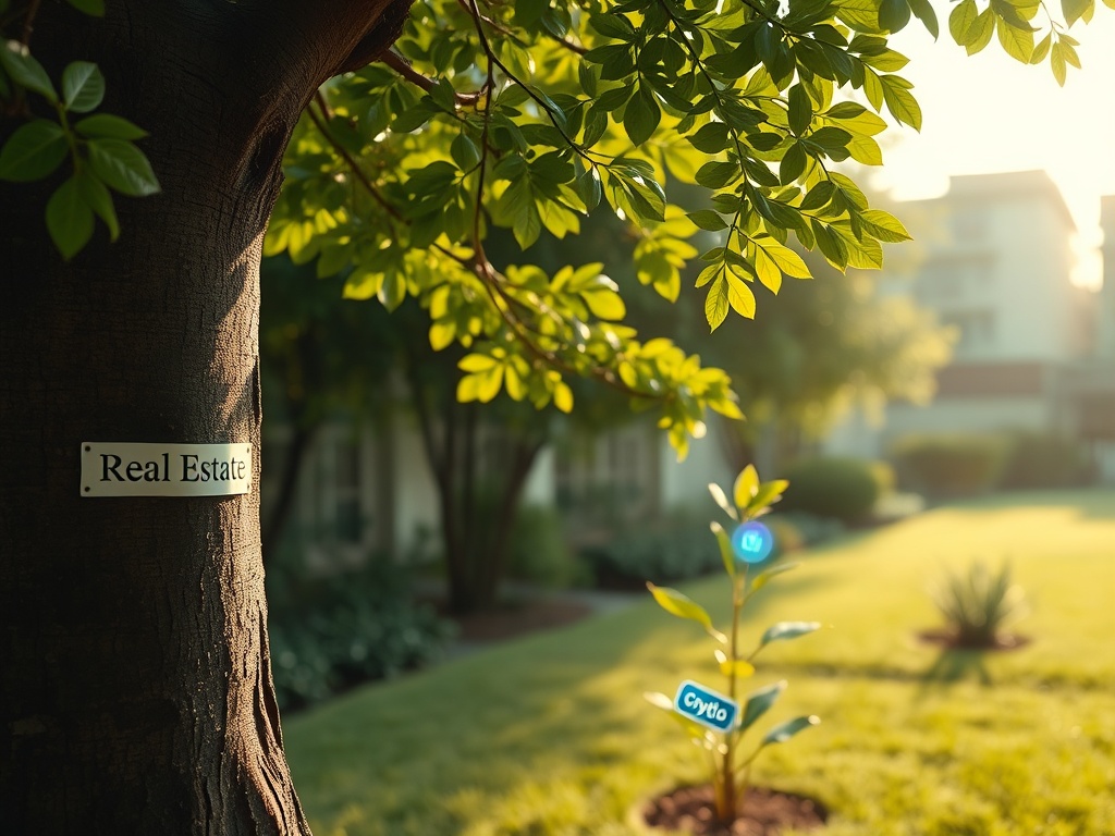 A modern, stylized illustration of a financial chart line that transforms into a growing plant, symbolizing long-term growth in crypto investing.