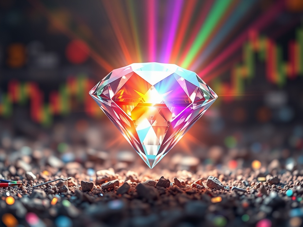A conceptual visualization of Concentrated Wealth Building, showing a single powerful idea cutting through chaotic market noise.