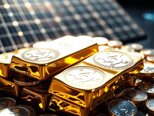 A stack of gold bars and silver coins, representing a tangible and stable inflation hedge gold silver strategy amidst a digital currency storm.