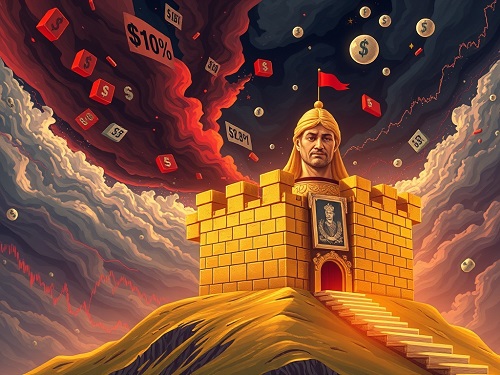 A person calmly building a strong financial future with solid gold and silver bricks, a visual metaphor for the power of inflation hedge gold silver.
