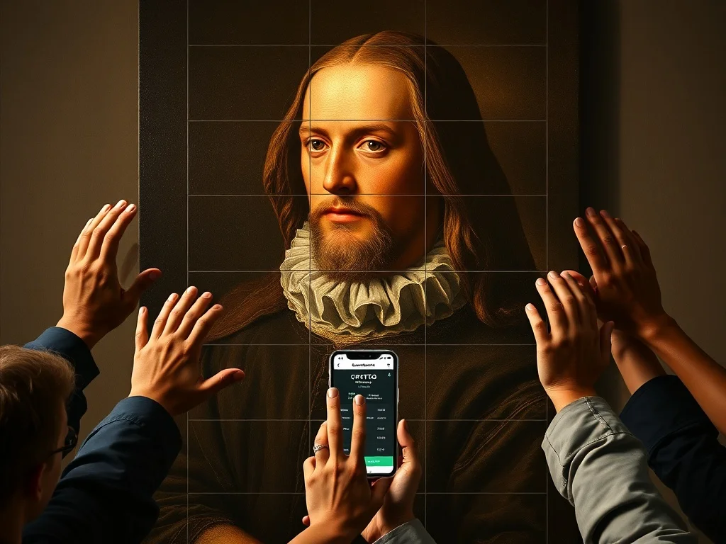 A person analyzing a modern art piece alongside a financial chart, representing smart art investment strategies.