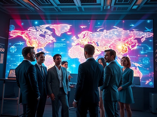 A futuristic visualization of stable returns, showing iconic infrastructure assets like airports and data centers powering a portfolio through Infrastructure Fund Investments.