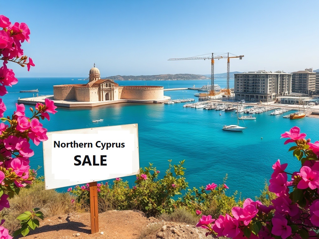 A strategic investment in Northern Cyprus real estate showcasing a modern villa with an infinity pool overlooking the Mediterranean Sea.