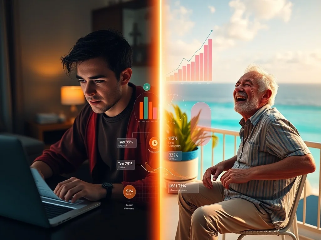 Woman analyzing a graph showing the exponential growth of Private Retirement Plan Benefits over time.