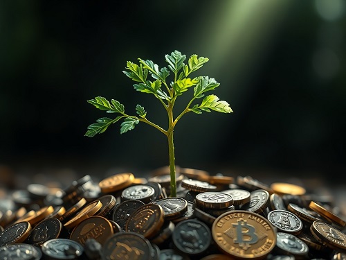 Smart Investing Beginners achieving financial clarity: a diverse group of friends joyfully celebrating a successful first trade on their手机s, surrounded by a warm, sunny atmosphere that signifies a bright financial future.