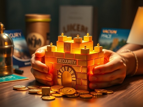 Visual representation of emergency fund essentials, showing the journey from saving consistently to achieving financial security and peace of mind.