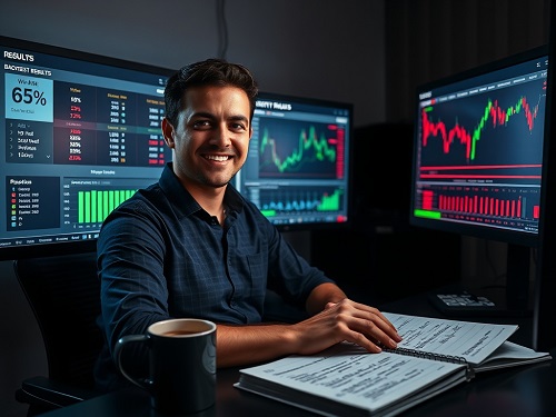Visual guide to determining your optimal Day Trading Backtesting Duration, featuring a timeline graph comparing short-term vs. long-term backtesting results for day trading strategies.