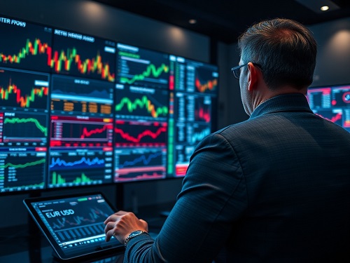 A confident investor reviewing a portfolio performance dashboard on a tablet, showcasing the transparency and control offered by modern Managed Forex Accounts services.