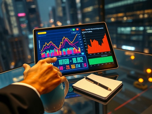 Growth & Strategy Focus: An illustration showing a plant growing from a stack of coins towards global skylines, symbolizing the growth potential of a strategic Foreign Bond Funds investment.