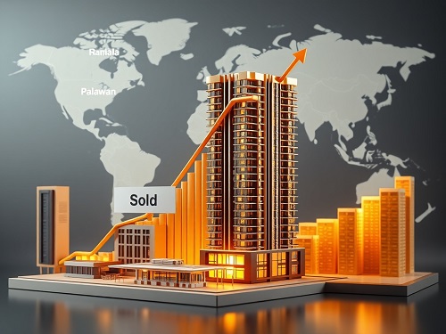 A graphic showing a key unlocking a treasure chest, labeled 'Wealth', with a modern condo hotel in the background, illustrating the power of a condo hotel investment.