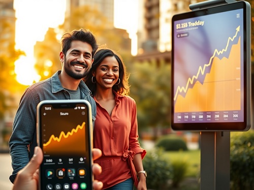 A vibrant scene of financial growth and security, symbolizing the core principles of online investment safety for the digital age.