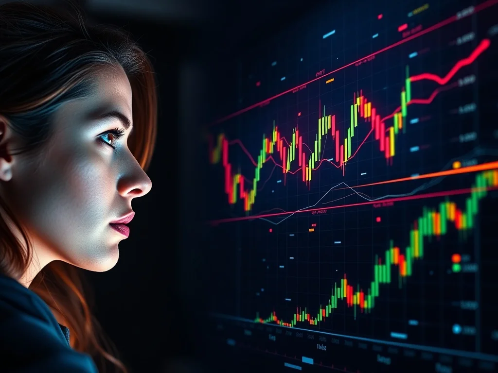 A trader analyzing a modern chart with technical analysis trading indicators overlayed on a screen, representing the 2025 market landscape.
