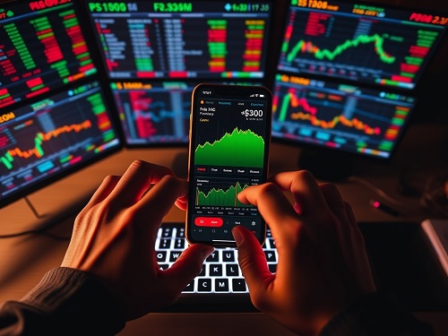 A focused individual in a bright, modern home office masters the markets, their screen a mosaic of colorful charts that showcase the effectiveness of their mechanical day trading system.