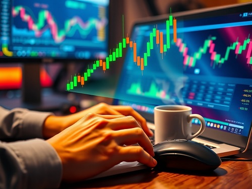 A detailed graph on a monitor showing a key pattern for profitable forex trading.