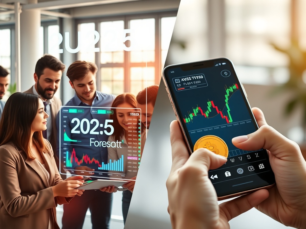 A detailed infographic illustrating profitable 2025 investment strategies across stocks, crypto, and gold.