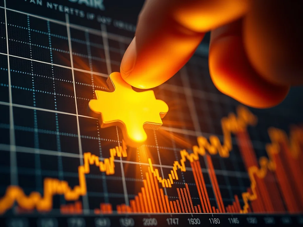 A conceptual illustration representing magic formula investing: a checklist overlaid on financial charts showing earnings yield and return on capital metrics.