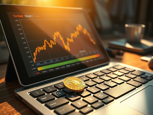 Stack of gold bars next to a book titled Gold Investment Guide.