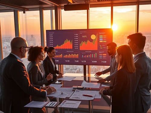 Analyzing financial charts during the investment due diligence process.