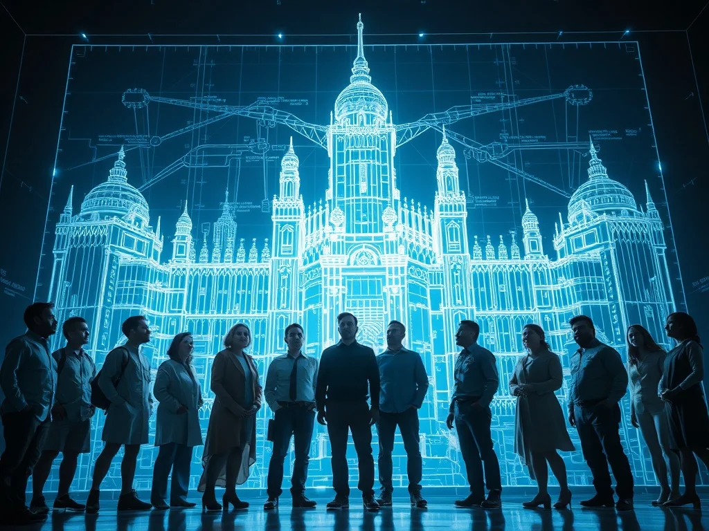 A diagram illustrating a balanced, modern asset allocation strategy with diverse asset classes like stocks, bonds, real assets, and cash.