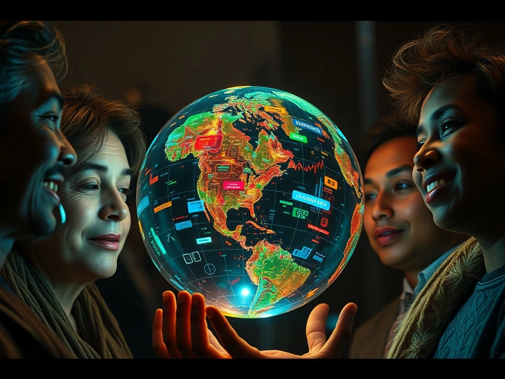 A conceptual map and financial chart showing the key global economic trends 2025 for strategic investment planning.