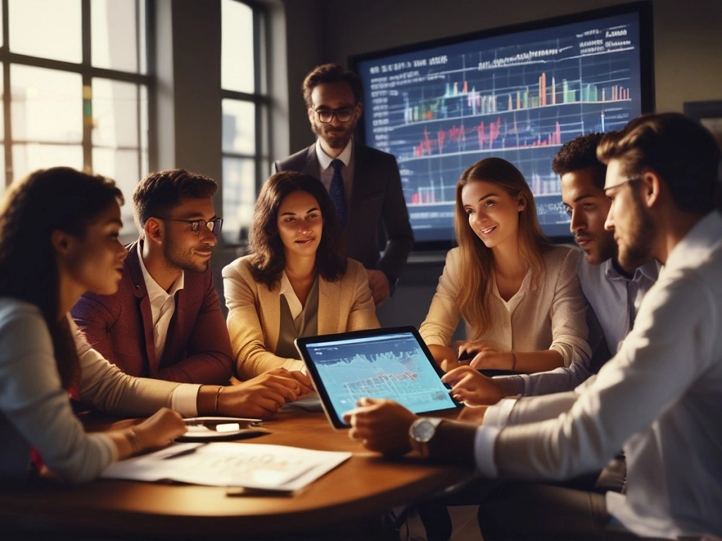 A modern investor using insider trading analysis on a digital screen to spot market trends.